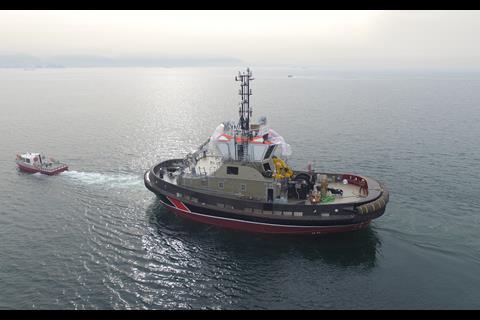 Sanmar's first Voith tractor tug takes to the water (Sanmar)